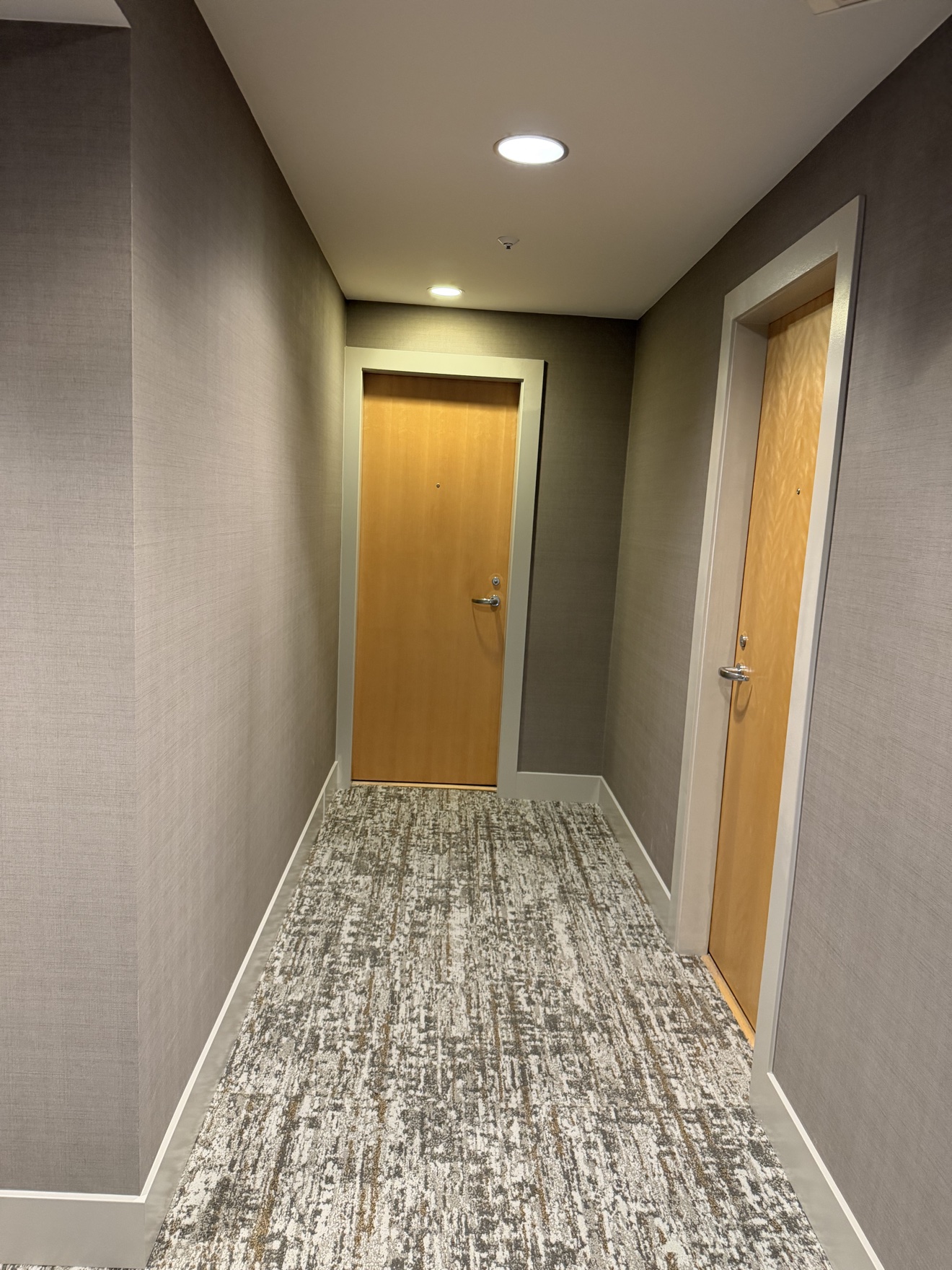 Freshly painted unit doors during a strata repaint in Vancouver